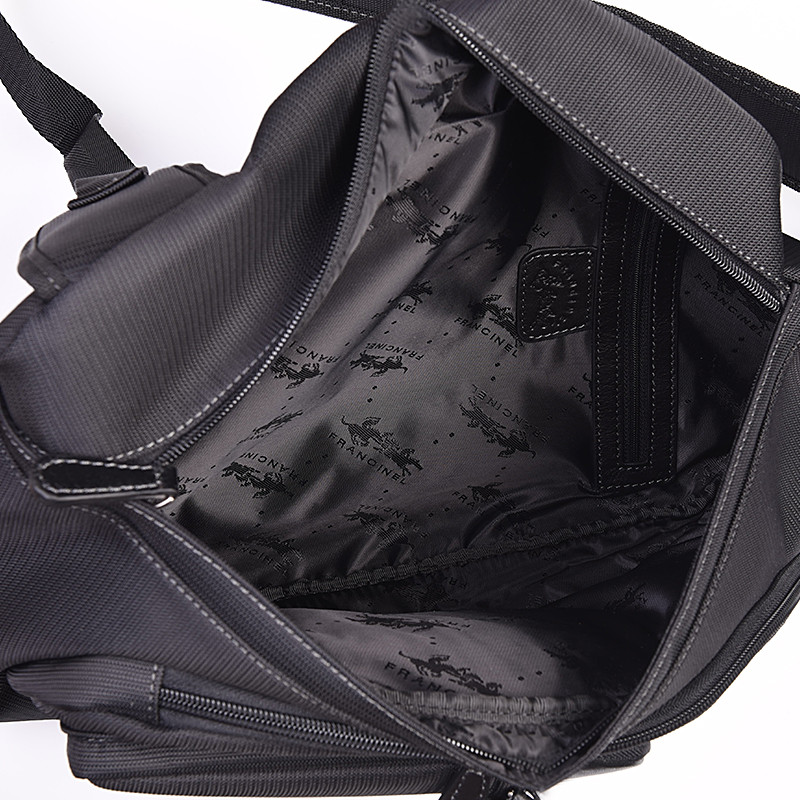 FRANCINEL Τσάντα body large μαύρη ύφασμα με δέρμα PO01M