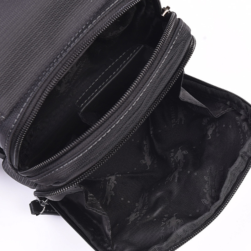 FRANCINEL Τσάντα body μαύρη ύφασμα με δέρμα 5θ PO05M