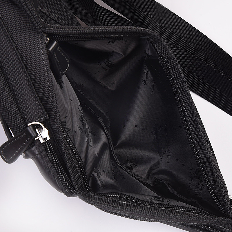 FRANCINEL Τσάντα body μαύρη ύφασμα με δέρμα 4+1θ PO07M